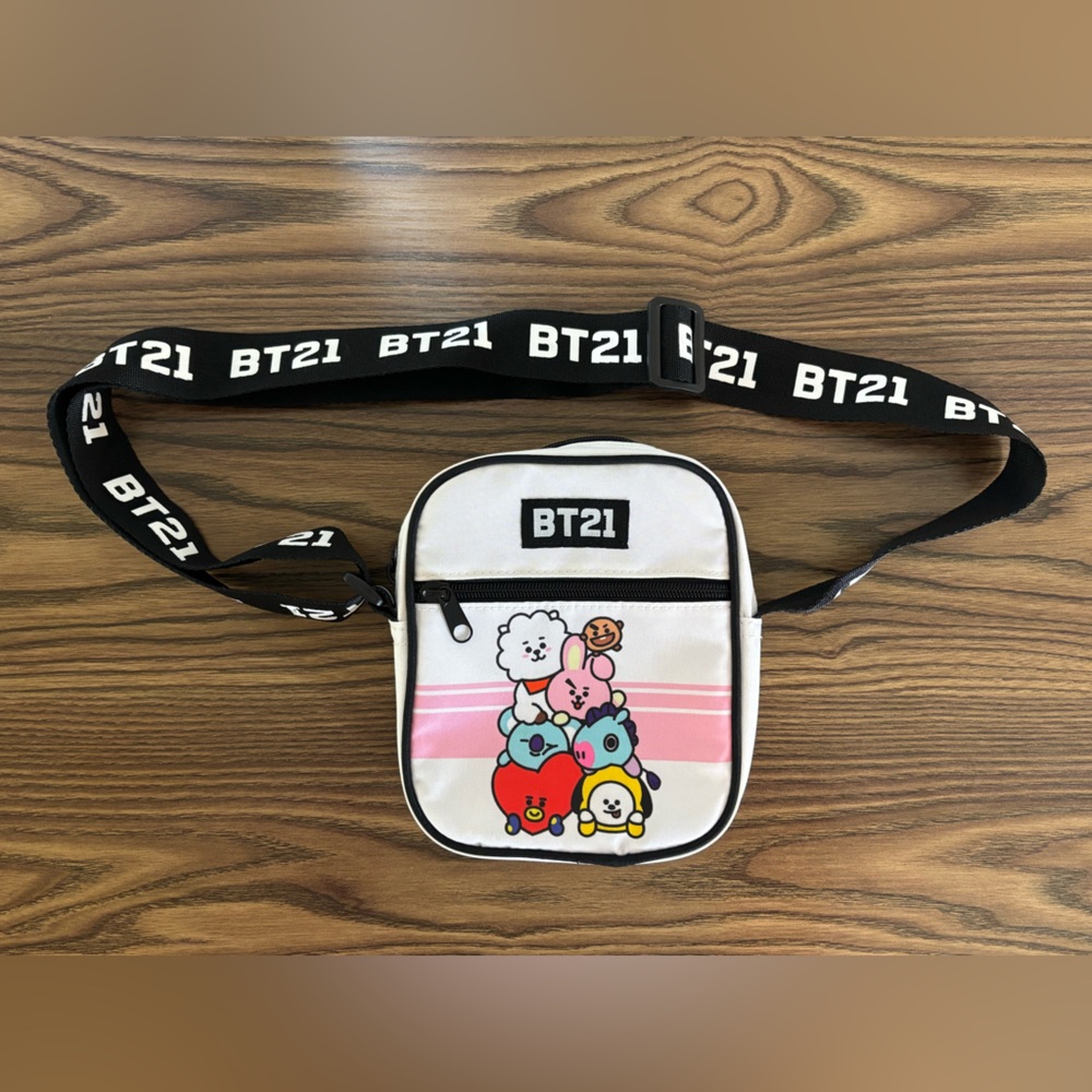 BT21 White Crossbody Bag with Pink Accent